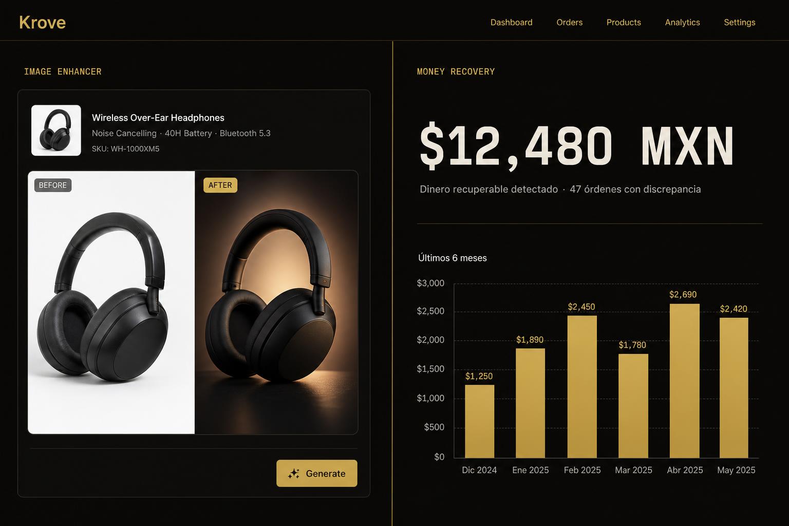 Generate marketplace-ready product images and recover money from order discrepancies.